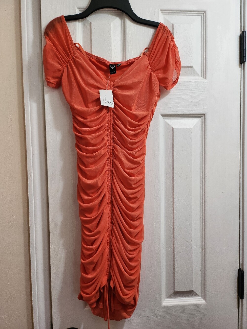 Windsor Orange Women's Dress with Puff Sleeves